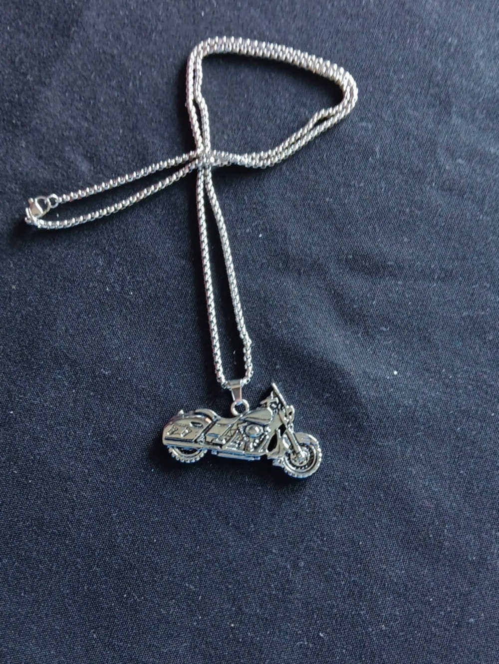 Silver Motorcycle Pendant Necklace - Men Accessories